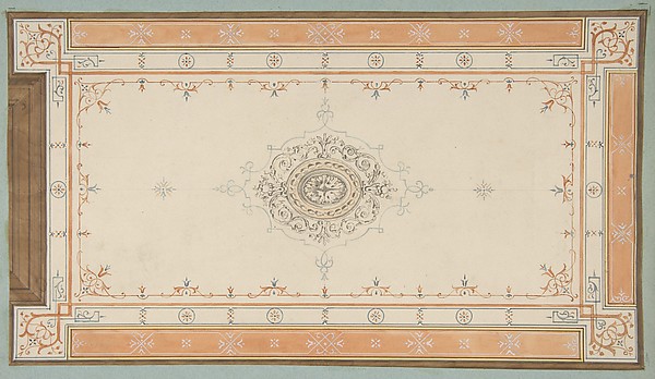 Jules-Edmond-Charles Lachaise, Design for the decoration of a ceiling with filagree borders and a central medallion