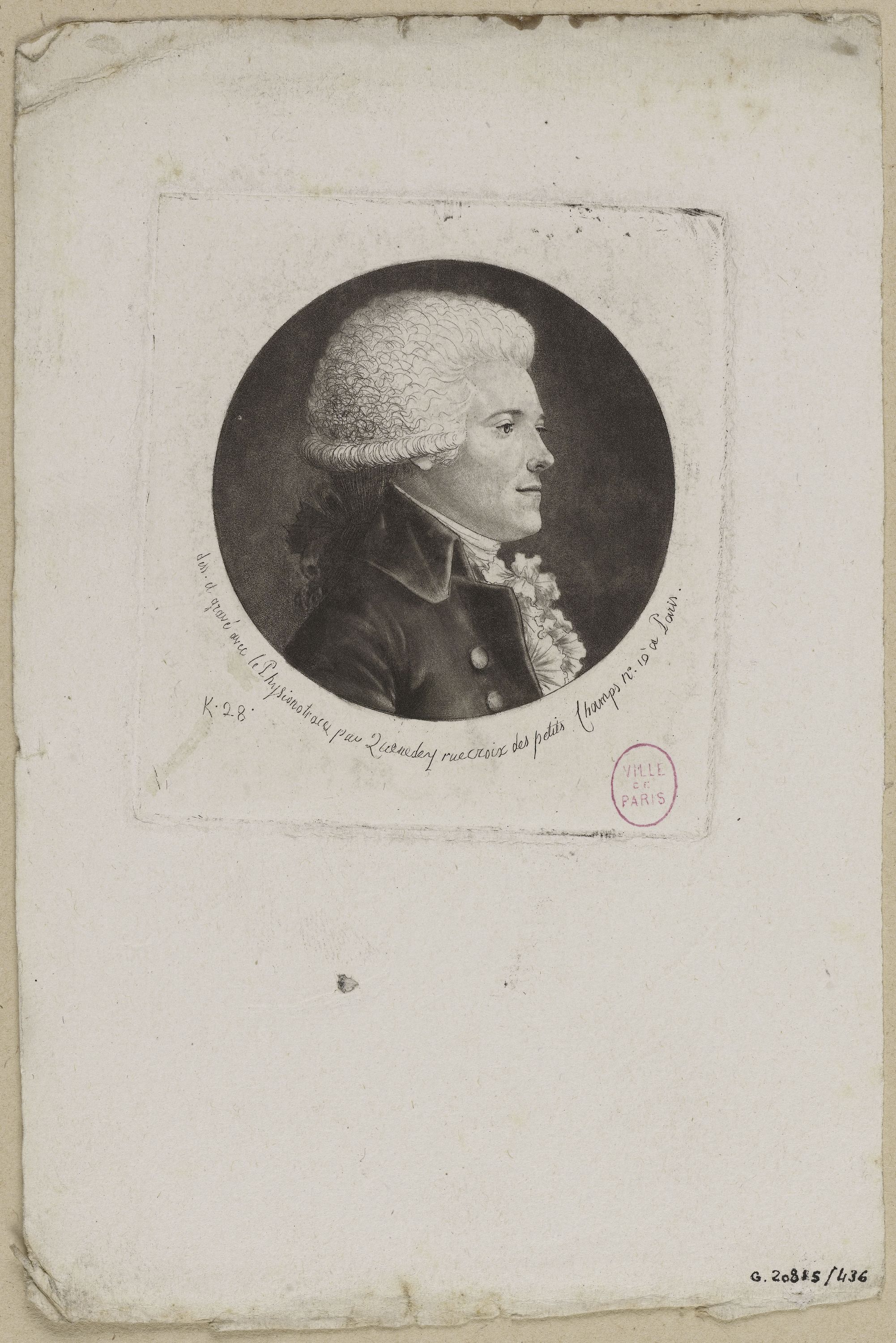 Edmé Quenedey, Portrait d'un homme, fin XVIIIème siècle/début XIXème siècle