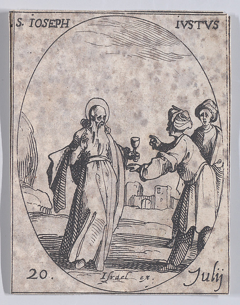 Jacques Callot, S. Joseph, le juste (St. Joseph the Just), July 20th, from "Les Images De Tous Les Saincts et Saintes de L'Année" (Images of All of the Saints and Religious Events of the Year)