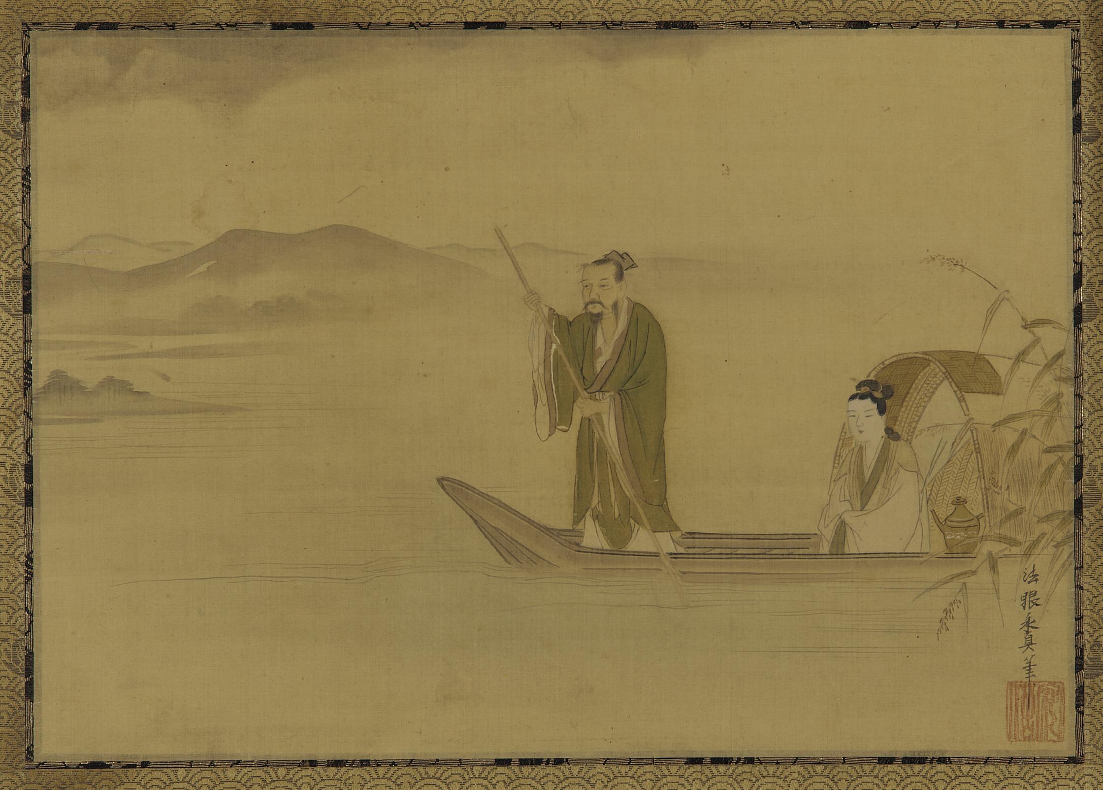 Kano Yasunobu, Chinese man and woman in a boat
