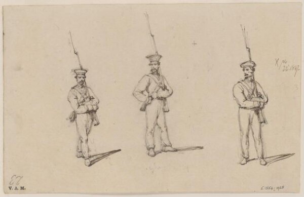 George Chinnery, Three drawings of soldiers