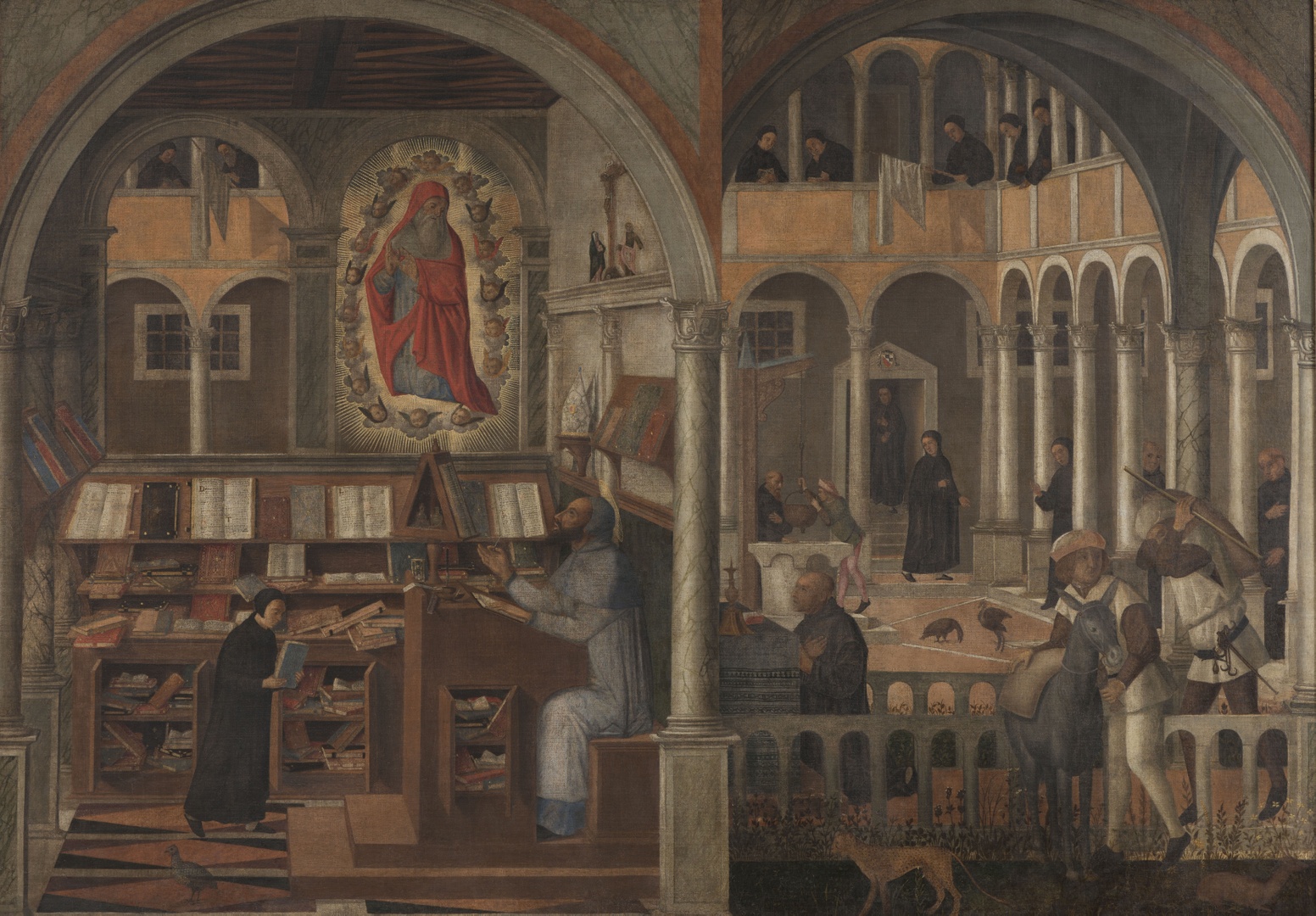 Giovanni di Niccolò Mansueti, Het visioen van de H. Hieronymus aan de H. Augustinus en de ontdekking van het meel in een klooster van de H. Benedictus