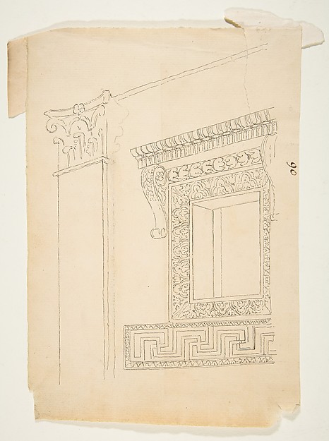 Anonymous, French, 19th century, Drawing After an Architectural Fragment with a Corinthian pilaster