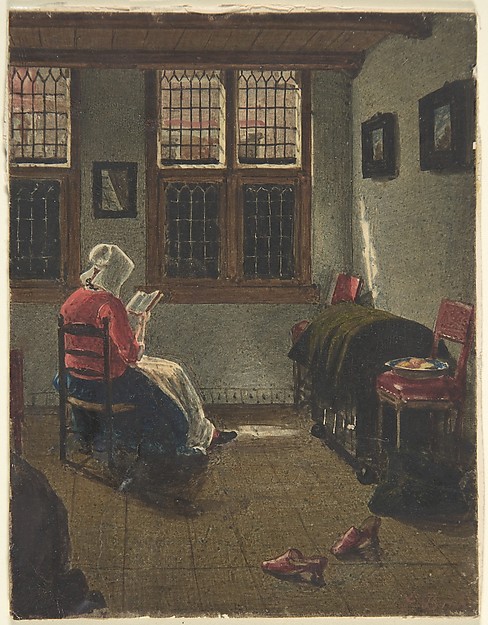 François Bonvin, A Woman Reading, after Pieter Janssens Elinga