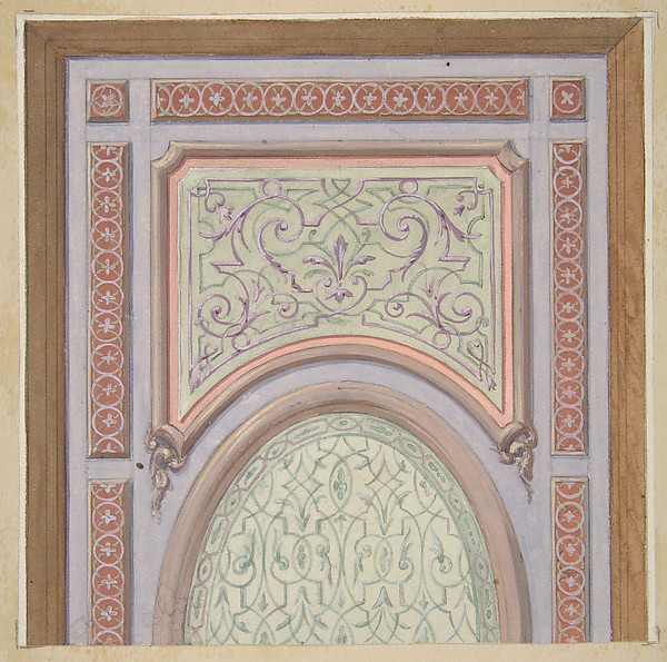 Jules-Edmond-Charles Lachaise, Partial design for the decoration of a ceiling with an oval panel at center