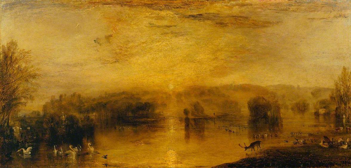 J. M. W. Turner, The Lake, Petworth: Sunset, a Stag Drinking