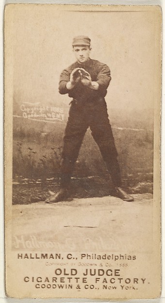 Goodwin & Company, William Wilson "Bill" Hallman, Catcher, Philadelphia, from the Old Judge series (N172) for Old Judge Cigarettes