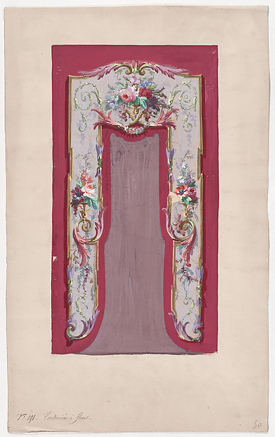 Anonymous, French, 19th century, Design for a Valance with Bundles and Garlands of Flowers and Leaves