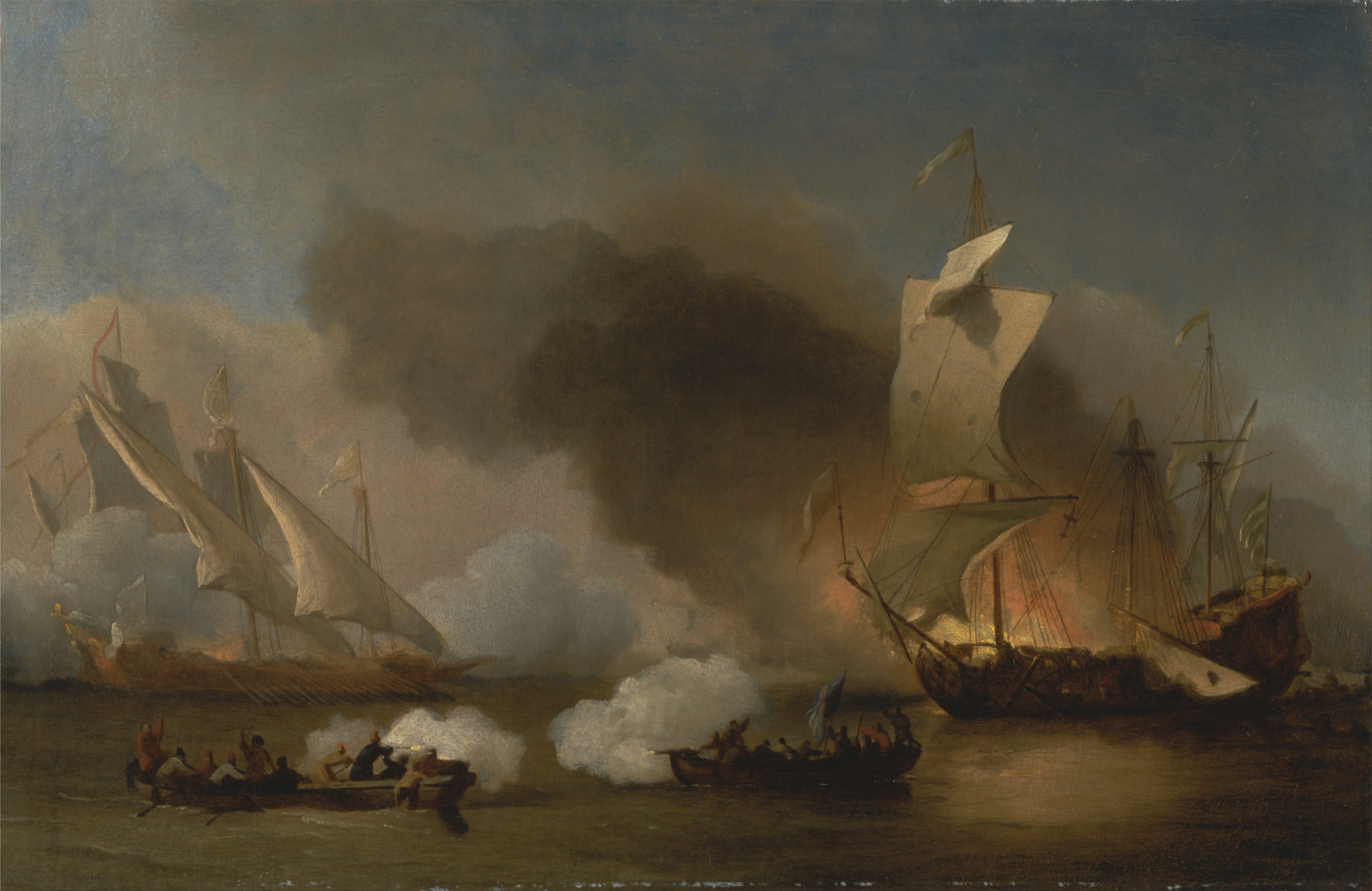 Willem van de Velde the Younger, An Action off the Barbary Coast with Galleys and English Ship