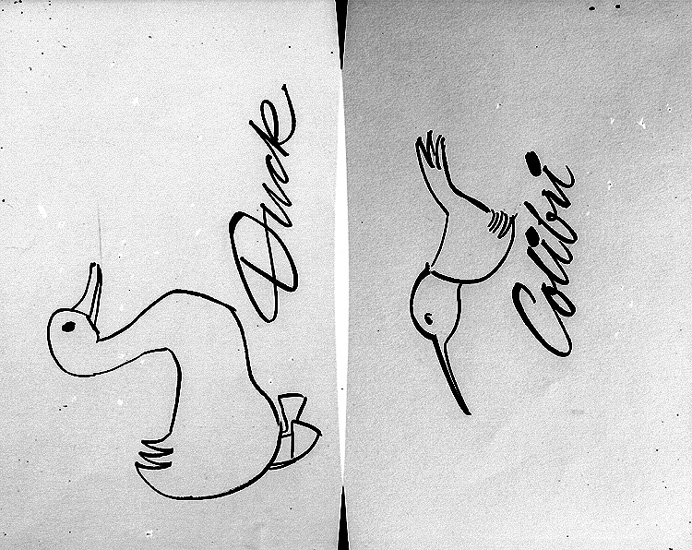 Knut Borg, Drawing, advertising for Oscaria Skofabrik. Duck. Colibri.