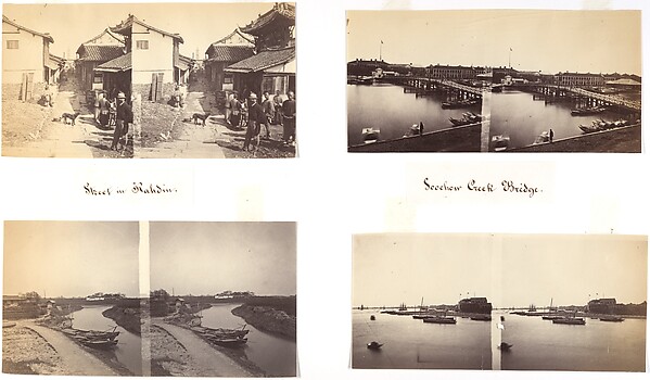 John Thomson, Street in Kadhin; Foochow Creek Bridge; Country View; Shanghai