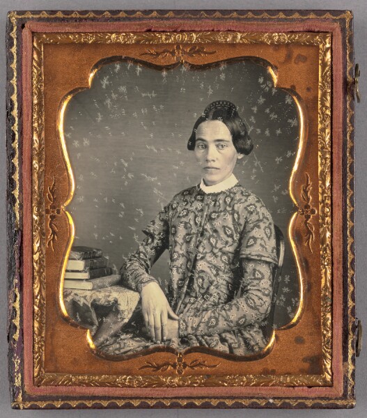 Unknown, [Portrait of a Seated Woman in Paisley Dress]