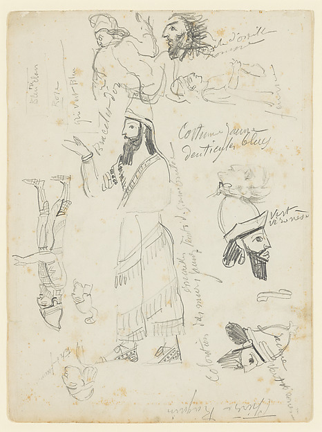 Paul Cézanne, Studies of Assyrian figures (two-sided)