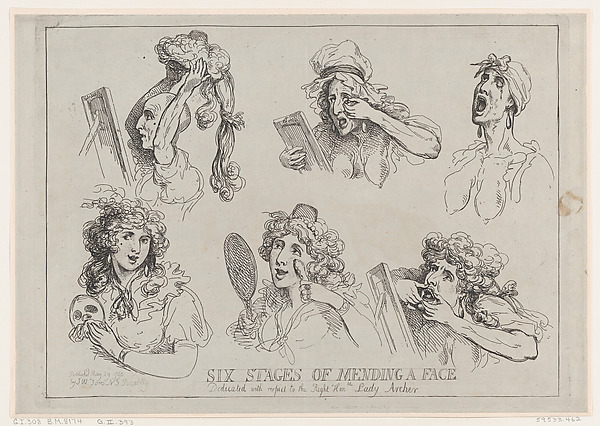 Thomas Rowlandson, Six Stages of Mending a Face, Dedicated with respect to the Right Hon-ble. Lady Archer