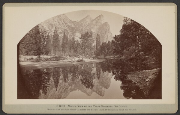 Carleton Watkins, Mirror View of the Three Brothers, Yo Semite
