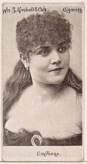 William S. Kimball & Company, Miss Emilione, from the Actresses series (N190) issued by Wm. S. Kimball & Co.