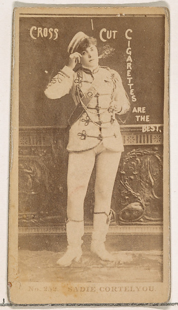 W. Duke, Sons & Co., Card Number 252, Sadie Cortelyou, from the Actors and Actresses series (N145-2) issued by Duke Sons & Co. to promote Cross Cut Cigarettes