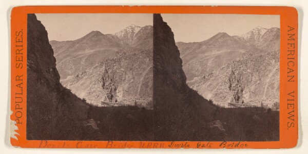 Edward and Henry T. Anthony & Co., Looking down at Devil's Gate, the high Peaks of the Wahsatch in the distance. Union Pacific Rail Road.