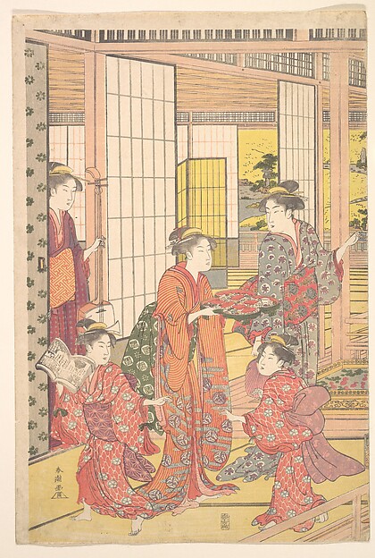 Katsukawa Shunchō, A Young Woman with a Tray of Sweetmeats