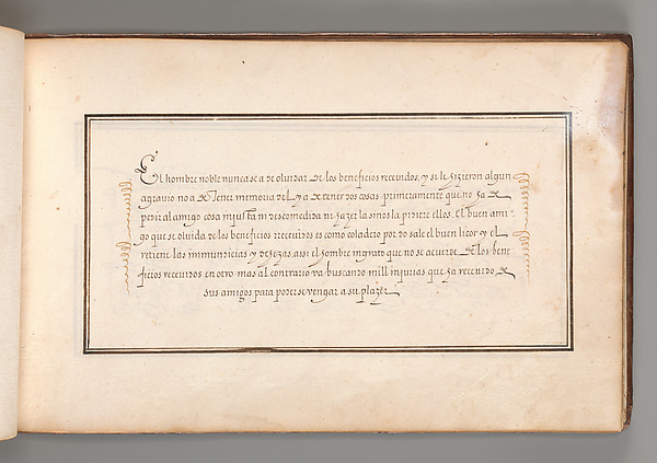 Anonymous, Calligraphic Exercise in Spanish