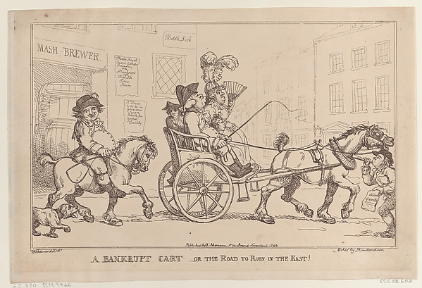 Thomas Rowlandson, A Bankrupt Cart, or The Road to Ruin in the East!