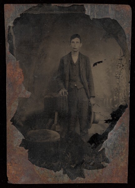 Unknown, [Portrait of a Man in a Striped Suit]