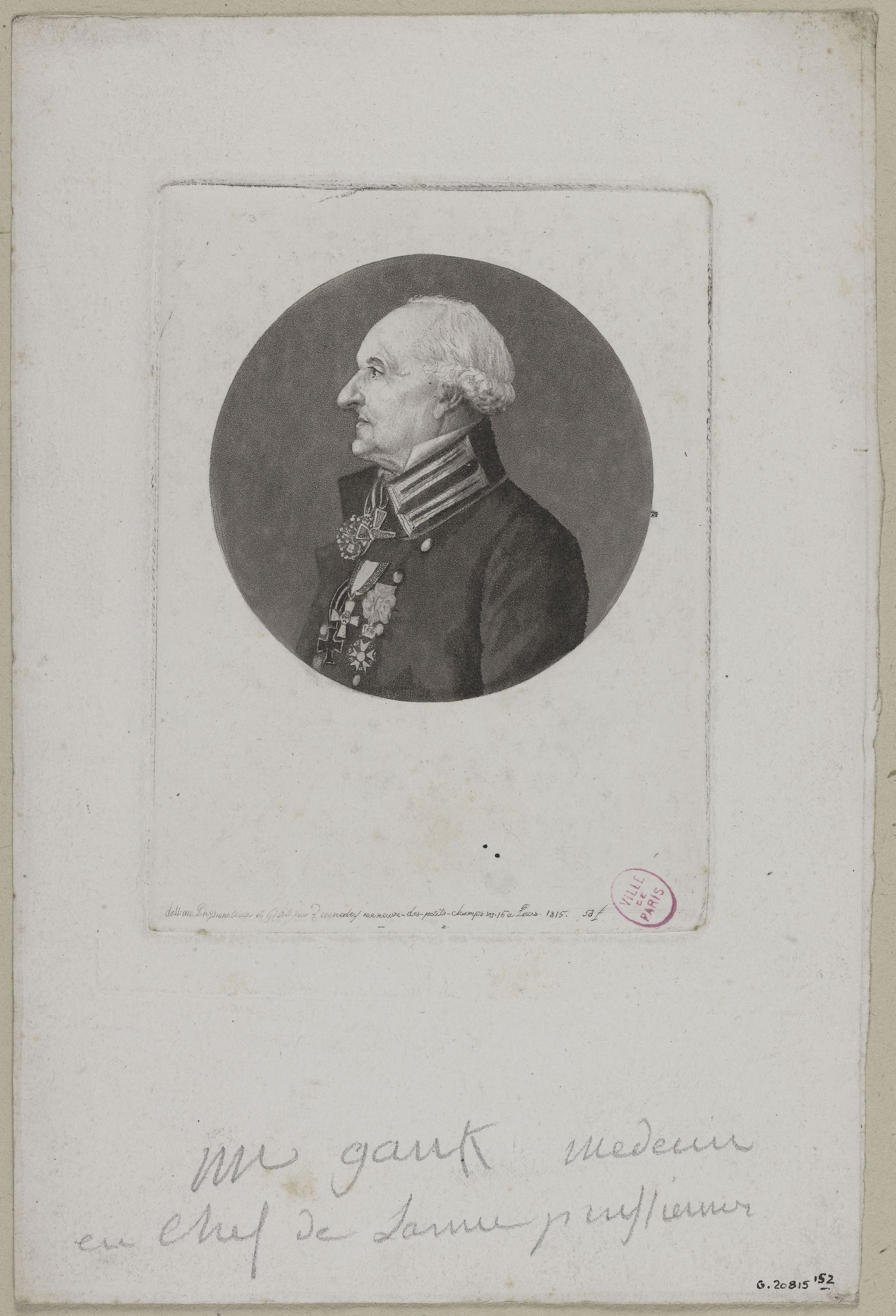 Edmé Quenedey, Portrait de Monsieur Gank, medecin en chef de l'armée prussienne