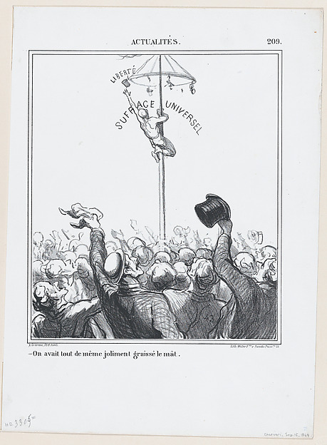 Honoré Daumier, And yet, the pole has been greased well, from 'News of the day,' published in "Le Charivari"
