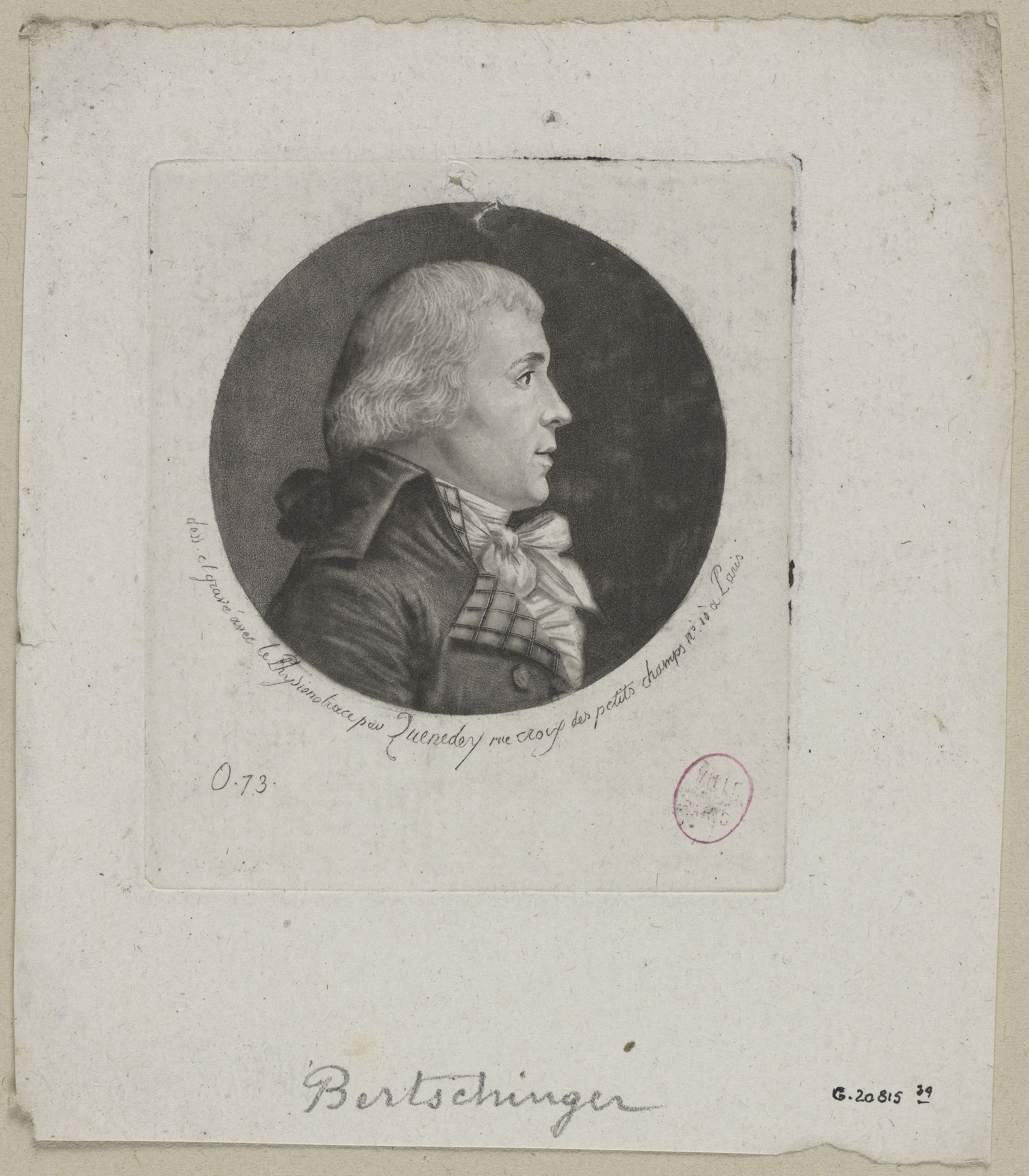 Edmé Quenedey, Portrait de Monsieur Bertschinger