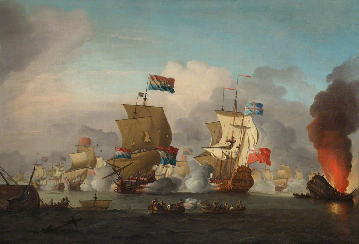 Peter Monamy, The Burning of HMS Royal James at the Battle of Solebay, 28 May 1672