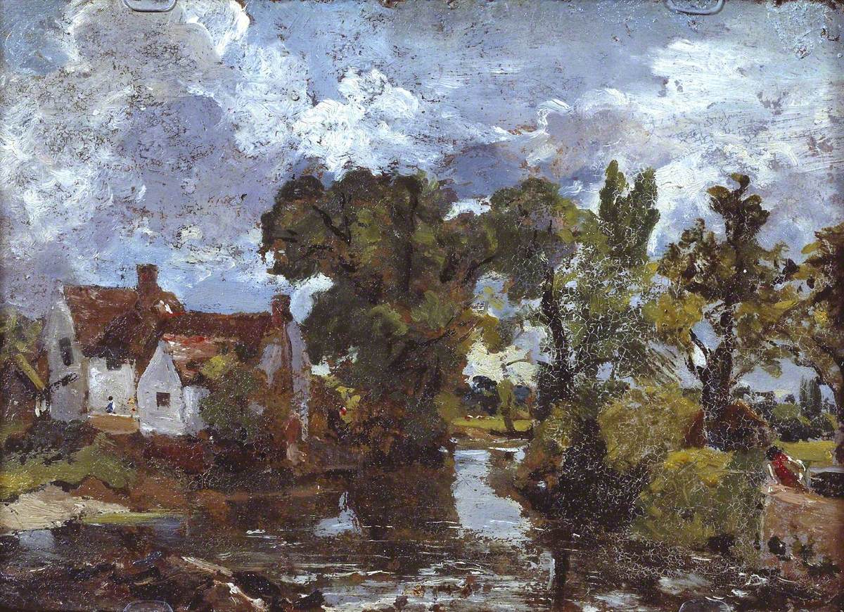 John Constable, The Mill Stream. Verso: Night Scene with Bridge