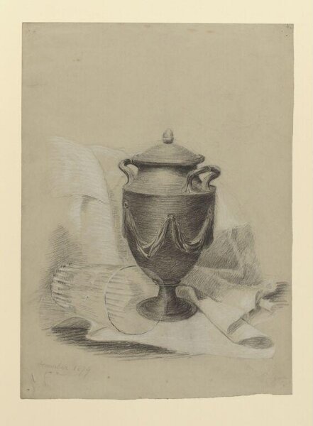 Potter, Beatrix, Drawing of a swagged urn (black basalt ware) and a glass tumbler