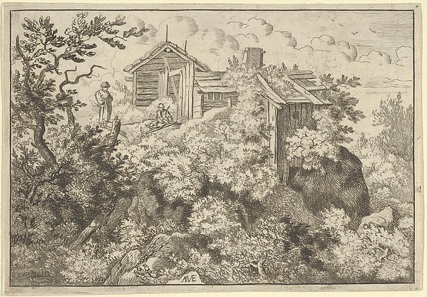 Allart van Everdingen, The Three Cottages on the Hill