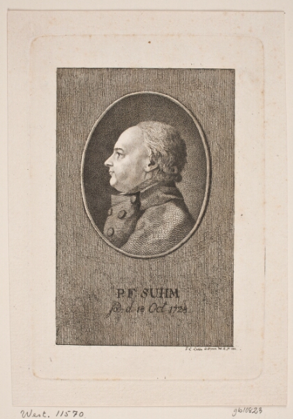 Gerhard Ludvig Lahde, Portræt af Peter Frederik Suhm
