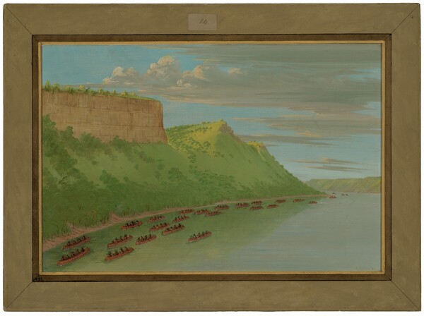 George Catlin, Father Hennepin and Companions Passing Lover's Leap.  April 1680