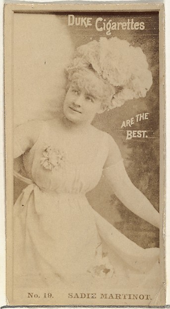 W. Duke, Sons & Co., Card Number 19, Sadie Martinot, from the Actors and Actresses series (N145-6) issued by Duke Sons & Co. to promote Duke Cigarettes