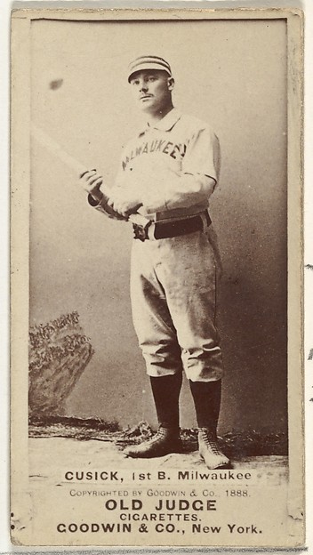 Goodwin & Company, Andrew J. "Andy" Cusick, 1st Base, Milwaukee, from the Old Judge series (N172) for Old Judge Cigarettes