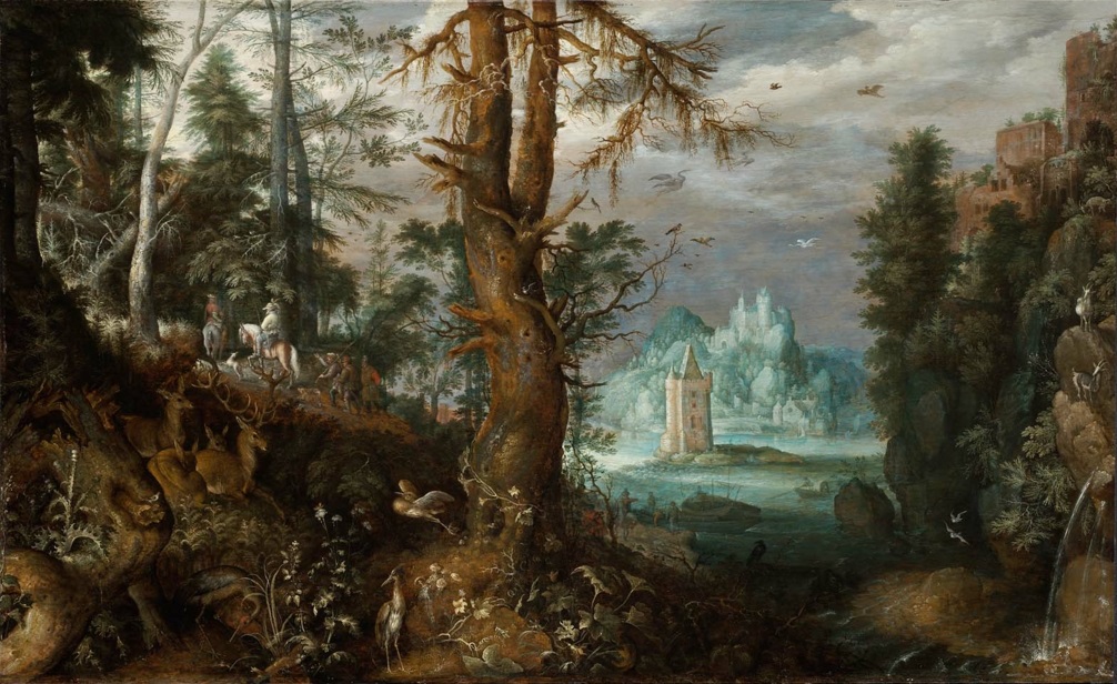 Roelant Savery, Forest Scene with Hunters