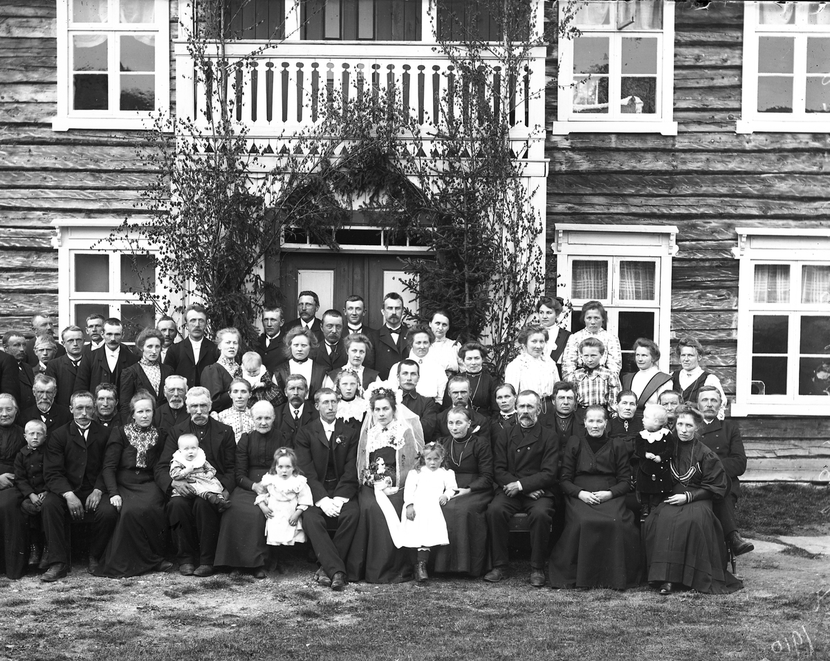Peder J. Bredalslien, personer, klær, bryllup, brudekjole, gruppebilde