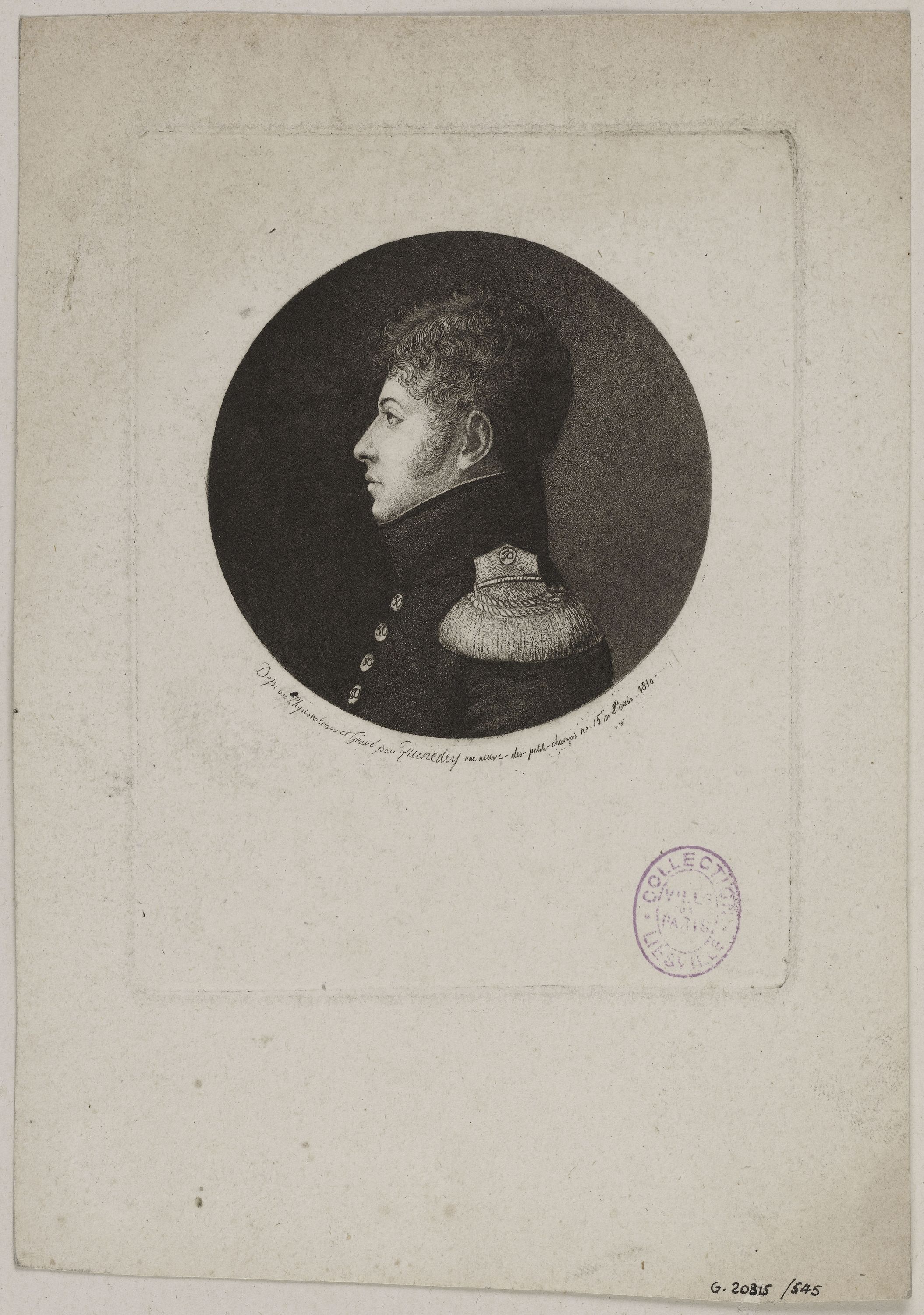 Edmé Quenedey, Portrait d'un homme, représentant un militaire, fin XVIIIème siècle/début XIXème siècle