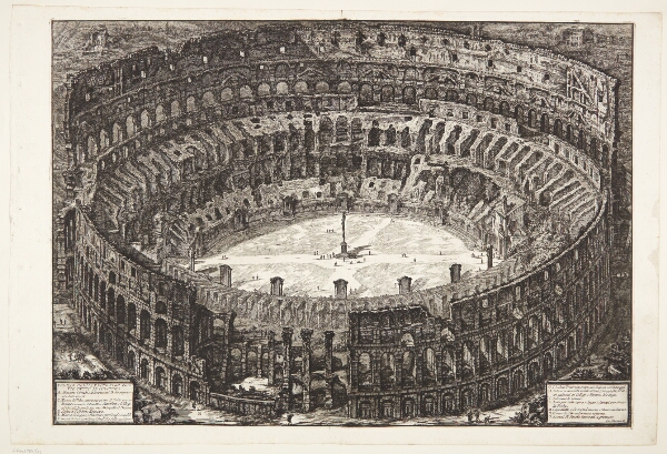 Giovanni Battista Piranesi, Colosseum, Flavian's amfiteater, set i fugleperspektiv
