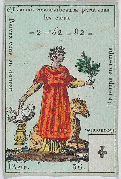 Anonymous, French, 18th century, L'Asie from playing cards "Jeu d'Or"