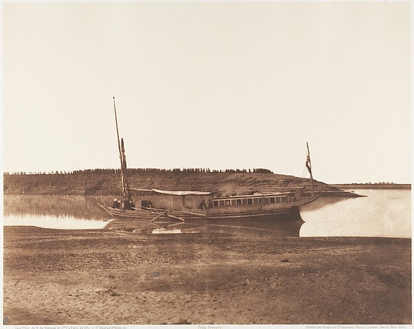 Félix Teynard, Louksor, Petit Bras du Nil - Barque de Voyageurs