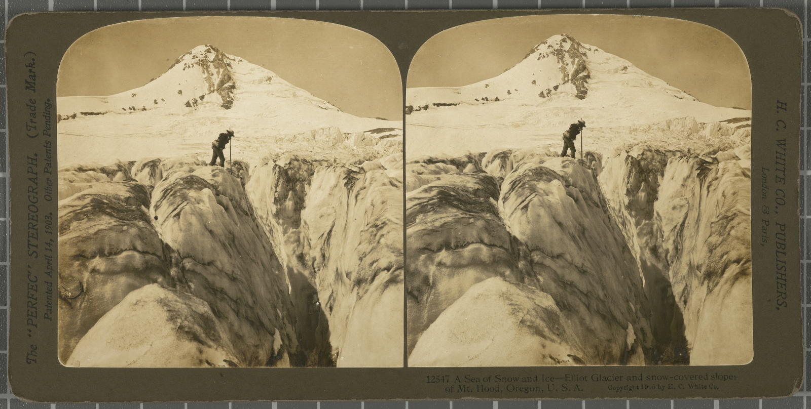 Desconegut, A Sea of Snow and Ice-Elliot Glacier and snow-covered slopes of Mt. Hood, Oregon, U.S.A. White, H.C. & Co., The "Perfec" Stereograph