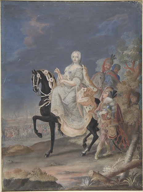 Anonymous, French, 18th century, Portrait of Maria Theresa, queen of Hungary and Bohemia, on horseback