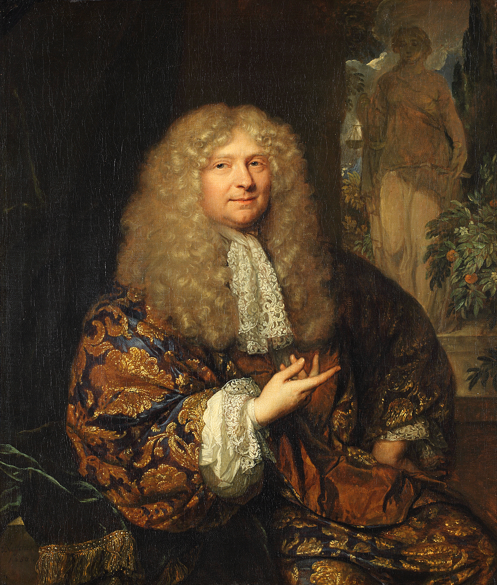 Caspar Netscher, Portrait of a gentleman with an allonge wig
