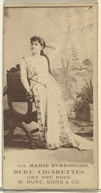 W. Duke, Sons & Co., Card Number 213, Marie Burroughs, from the Actors and Actresses series (N145-7) issued by Duke Sons & Co. to promote Duke Cigarettes