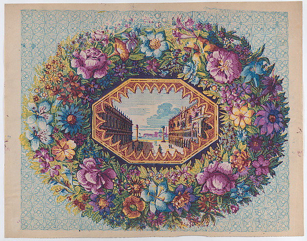 Anonymous, Sheet with a view of San Marco within a floral wreath