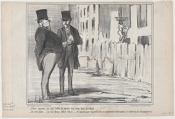 Honoré Daumier, Votre maison me fait l'effet de devoir..., from "Locataires et Propriétaires"