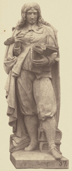 Édouard Baldus, ["Mézeray", Statue by Louis Joseph Daumas, Decoration of the Louvre, Paris]